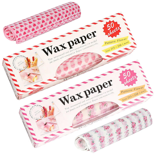 Sunch Craft 100 Sheets Wax Paper Sheets Heart & Rose Pattern Greaseproof Basket Liners Wrap Paper Sandwich Burger Chips Cookies Deli Paper Food Grade Baking Parchment 8.5 x 9.8 in