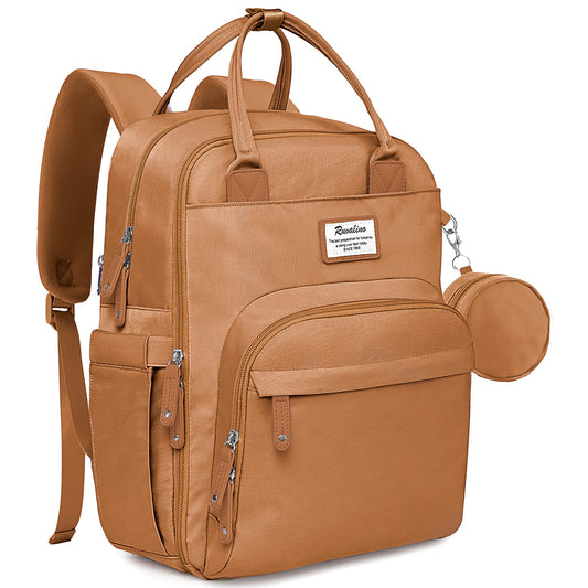 RUVALINO Diaper Bag Backpack-Multifunction Baby Travel Bag with Changing pad, Insulated Bottle Holders & Pacifier Case, Large Capacity, Waterproof, Dark Brown