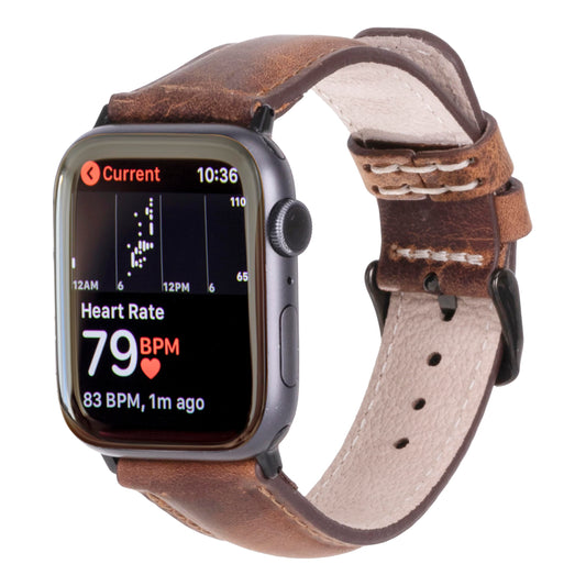 benvato Premium Handmade Leather Watch Band for Apple Watch SE 3 2 1 & Series 11 10 9 8 7 6 5 4 3 2 1 fits 42mm 41mm 40mm 38mm (Saddle Brown w/Black Connector&Clasp)