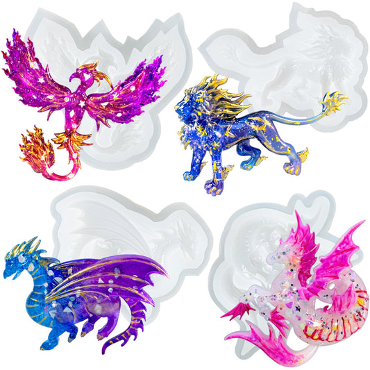 FUNSHOWCASE Fantasy Animal Silicone Molds Creature for Polymer Clay Craft, Sugarcraft Fondant Cake Decorationg, Epoxy Casting, UV Resin Jewelry Making