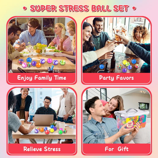 BESNEL 160 Pack Stress Balls for Adults, Bulk Squishy Ball, Stress Balls Set, Anti-Anxiety Easter Stress Relief Fidget Balls