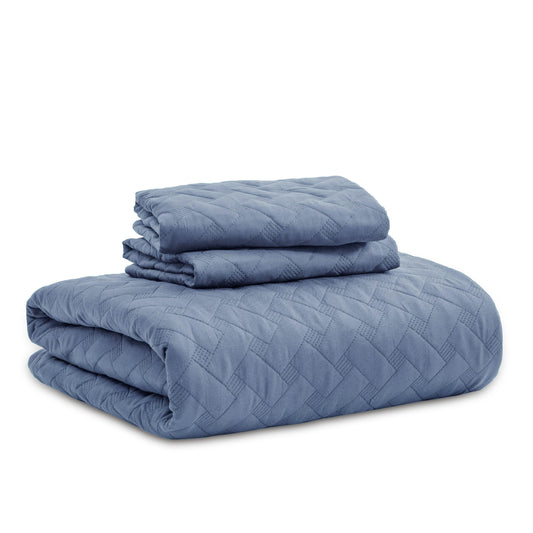 Bedsure Quilts Queen Size - Lightweight Bedspreads Queen Size with Basket Weave Pattern, Soft Quilt Bedding Set, Mineral Blue Comforter Set Coverlet for All Seasons with 2 Pillow Shams (90" x 96")