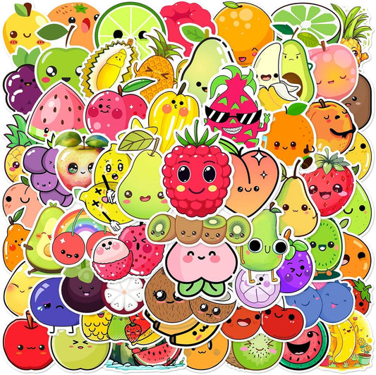 Booppyy Pack 50pcs, Fruit Stickers Cute Fruit Sticker for Kids, Cartoon Stickers for Water Bottle Scrapbooking