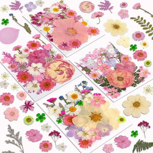 Dried Flowers, Resiners 100Pcs Pressed Flowers for Craft Baby Pink Real Natural Dried Flowers Dry Leaves Kit for DIY Making Crafts Resin Soap Candle Scrapbook Supplies Card Making Jewelry