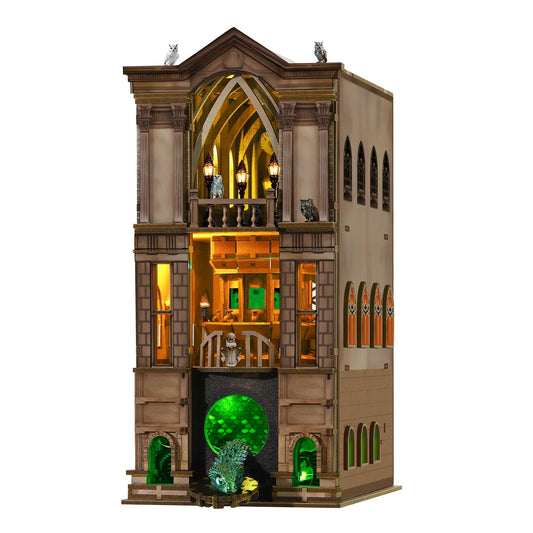Book Nook Kit - DIY Magic Booknook for Adults & Teens, 3D Wooden Puzzle Bookshelf Insert with LED Lights, Unique Creative Craft Gift for Home Decor & Model Building