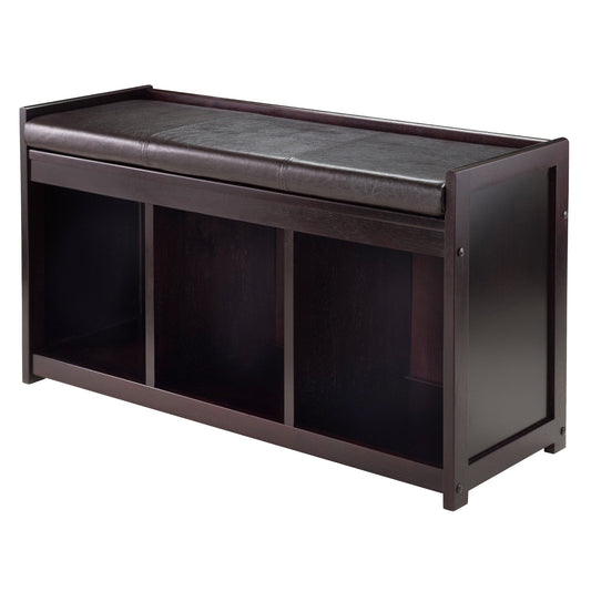 Winsome Wood Addison 2-Pc Storage Bench & Seat Cushion, Espresso