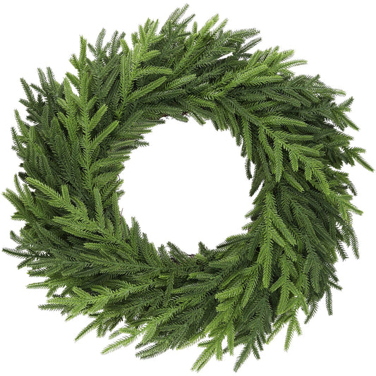 24Inch Norfolk Pine Wreath-Christmas Wreaths for Front Door - Real Touch Realistic Pine Wreath Artificial Faux Greenery Wreaths for Home Xmas Decor