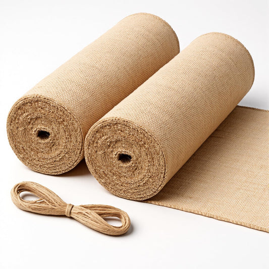 SHENLIU 2 Pack 12" x 11 Yard Burlap Table Runners, Jute Burlap Runner for Table, Natural Burlaps Fabric Roll with Finished Edges for Craft Projects, Weddings, Placemats, Farmhouse Decor, Gardening