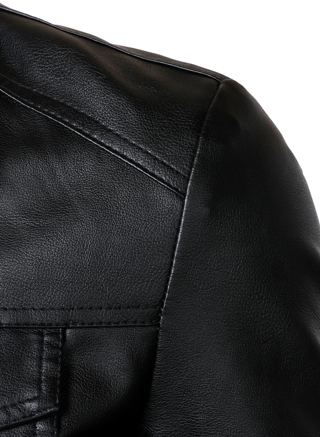 HOOD CREW Mens Leather Jacket Motorcycle Biker Jackets Casual Lightweight Faux Leather Outwear Black L