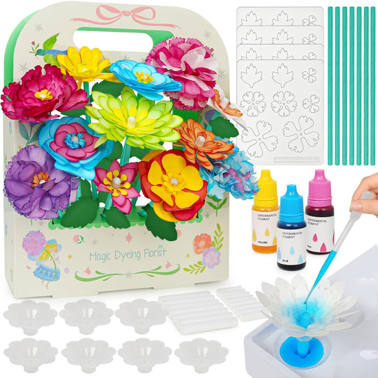 Paper Flower Science Kit, Kids DIY Arts and Crafts Color Changing Flowers Set, Flower-Dyeing Science for Kids Age 8-12, Magic Flowers Paper for Girls 6 7 8 9 10 11 yr Birthday Valentines Day Gifts