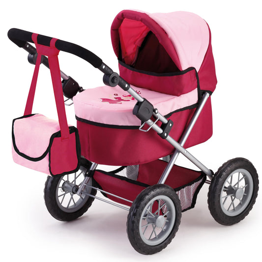 Bayer Trendy Doll Pram Stroller for Dolls up to 46 cm with Adjustable Handle and Storage Basket