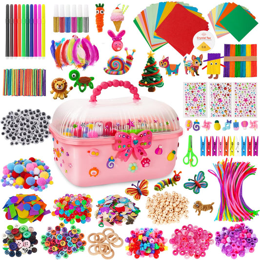 VERYHDSN Arts and Crafts Supplies for Kids-3000+ Pcs DIY Arts & Craft Kit for Boys Girls Ages 4 5 6 7 8 9 10 11 12, 25+Types Craft Materials Bulk, Larage Craft Box Set, Fun&Creative Gift