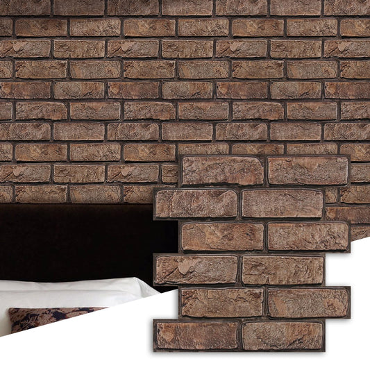Commomy 3D Faux Brick Wall Panels - 10 pcs 11.8" x 11.8" Small Size Thin PVC Peel and Stick Brick Backsplash Brick Wallpaper Tiles for Kitchen,Living Room,Fireplace,Quick Interior DIY Home Wall Decor