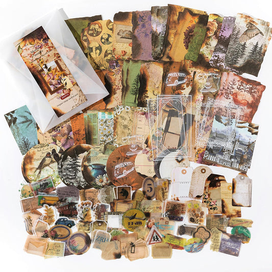 japleed 400PCS Vintage Journaling Scrapbooking Supplies Kit, Retro Aesthetic Decorative Ephemera Scrapbook Paper Stickers Material for Junk Journal Planner Diary Collage Art Craft Decoupage Album