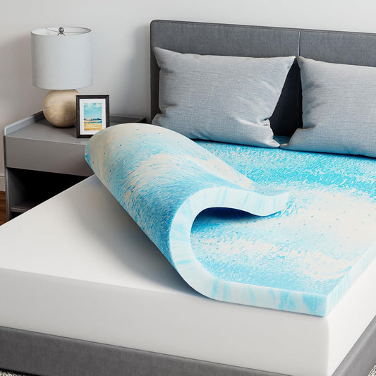 Novilla Queen Memory Foam Mattress Topper - 3 Inch Cooling Gel Infused for Pressure Relief & Comfort