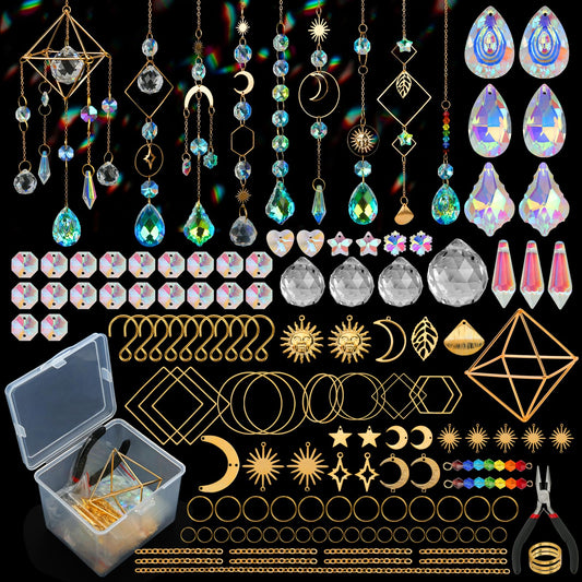 HYBEADS DIY Suncatchers, 400 pcs Sun Catchers Making Supplies Kit Art and Crafts for Adults Prism Hanging Decorative Suncatcher with Crystals Rainbow Maker for Indoor Windows Office Home Decor