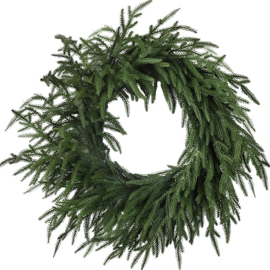 Artgar 24 Inch Christmas Pine Wreath Christmas Wreaths for Front Door, Real Touch Artificial Green Pine Wreath for Home Indoor Outdoor Wall Window Porch Farmhouse Winter Decor
