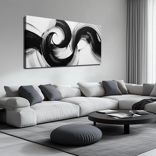 JuhaiArt White Poster Wall Art Black Art Wall Decorations Abstract Picture Artwork for Living Room Bedroom Office Large Modern Prints 29" x 59"