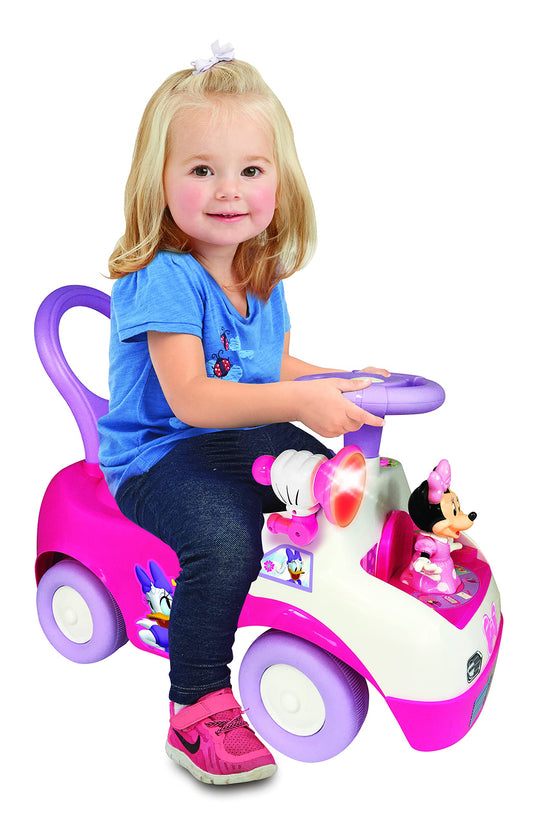 Kiddieland Minnie Dancing Ride-On Toy for Toddlers, Interactive Music, Lights and Sounds, Steering Wheel with Horn, Ages 2+, Durable Foot-to-Floor Push Car