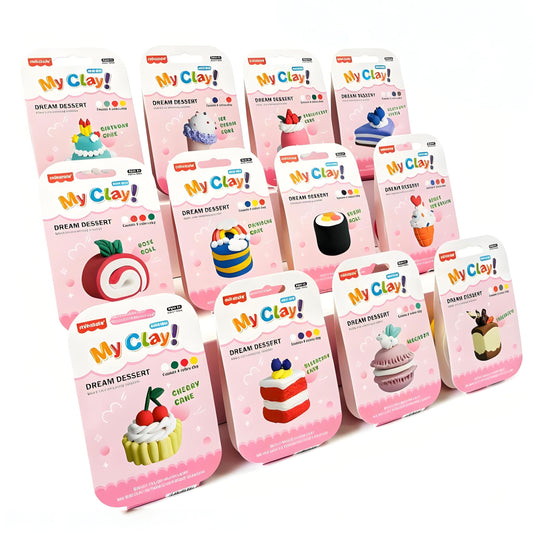 Air Dry Clay Dessert Kit for Kids – 12 Mini Dessert DIY Crafts with Tools, Birthday Cake & Ice Cream Pretend Food, Non -Toxic Arts & Crafts Gift for Girls & Boys Ages 5+
