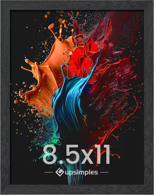 Upsimples 8.5x11 Picture Frame - Stylish Black Wall Gallery Frame for Photos | 1 Pack
