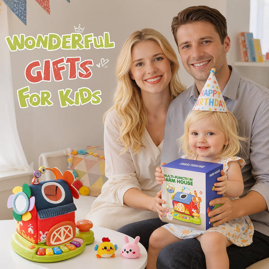 Ozega Baby Toys 6-12 Months, Musical Toys for 1 Year Old, Stuffed Farm Animals for Baby, 6 7 8 9 10 12 Month Old Baby Boy Girl Gifts, Sensory Montessori Toys for 1 Year Old