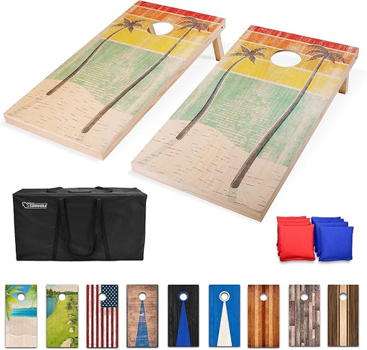 GoSports 4 x 2 ft Regulation Size Wood Cornhole Boards - 10 Vintage Wood Designs (Choose Your Style)