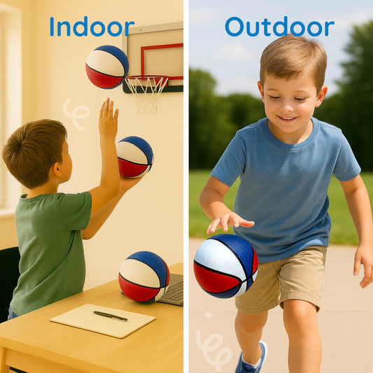 Botabee Indoor Basketball - Mini Basketball Set of 5 - Durable, Anti-Slip Grip 7" Mini Basket Balls for Indoor, Outdoor Play - Inflatable Toys for Pop Arcade - Soft, Bouncy Sports Rubber Playing Ball