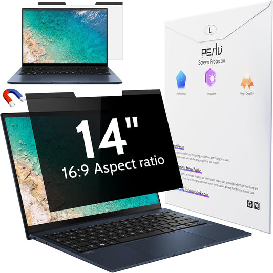 14 inch 16:9 14" Peslv Magnetic Laptop Privacy Screen for Computer Monitor, Removable Anti Glare Protector Blue Light