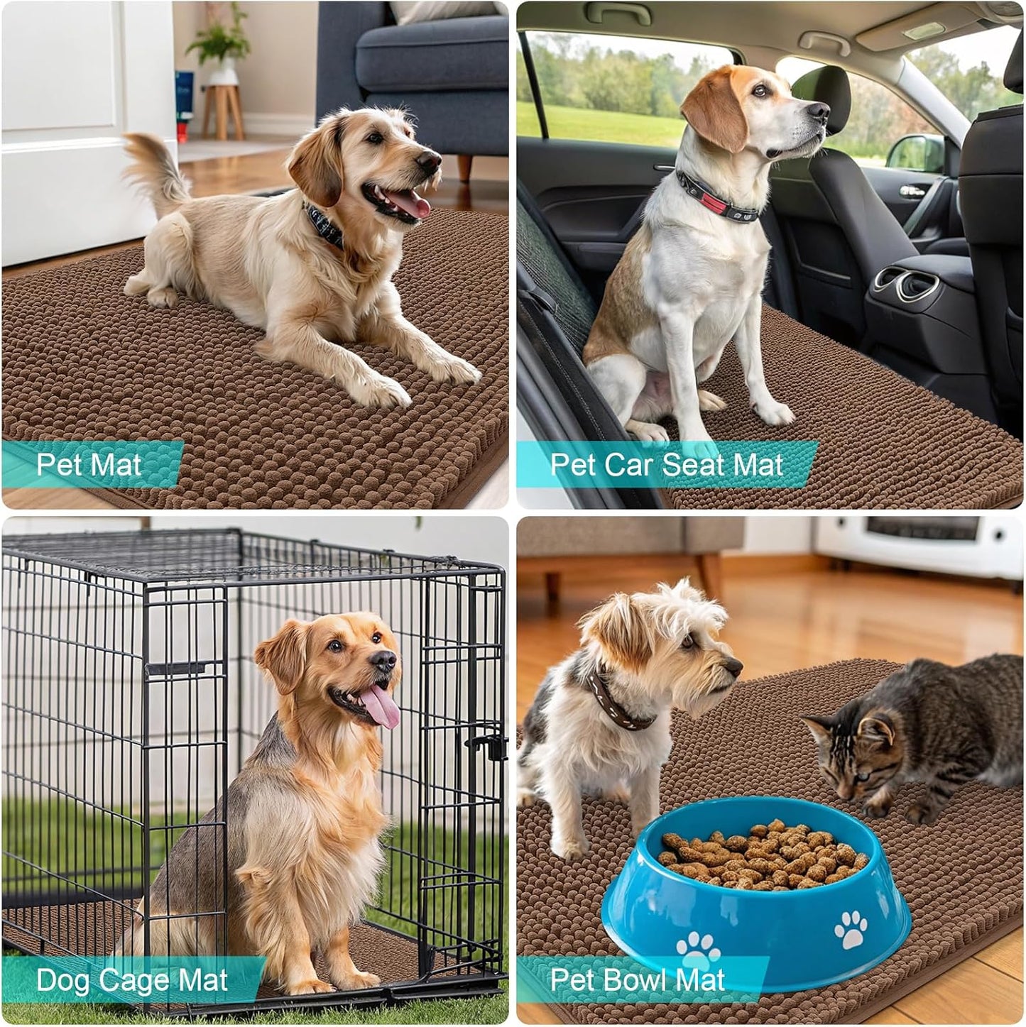 OLANLY Dog Door Mat - Absorbent Non-Slip Washable Chenille Mat for Muddy Paws | 35x24 Mocha
