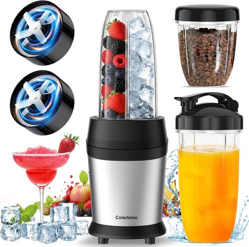 Colarlemo Smoothie Blender - 25,000 RPM Personal Blender for Ice Crushing | Includes 23oz, 32oz, 37oz Cups
