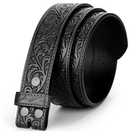 BELTROAD Western Leather Buckle Belt for Men Women Cowboy Cowgirl Leather Mens Belts for Jeans Embossed Men's Birthday Christmas Belts Gifts
