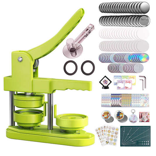 Freeingbag 58mm Button Maker Machine Kit, Installation-Free Button Pin Maker & Pin Maker Machine with 100 Sets Supplies, Circle Cutter & Bonus DIY Accessories for Badges, Crafts & School Projects