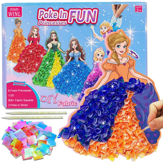 JRD&BS WINL Poke in Art Kit for Kids Toys Age 3-12 Year Old 3D Creative Princesses for Girls Birthday Gifts for 3 4 5 6 7 8 9Year Old Boy DIY Craft Art Kit for Teens Beginner Kids(Princesses)