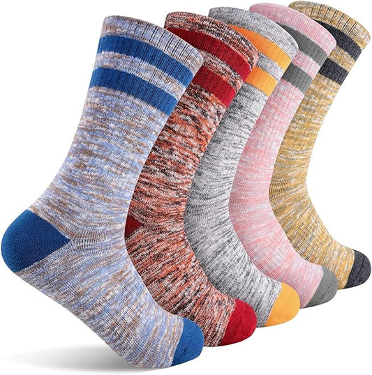 FEIDEER Hiking Walking Socks For Women, Multi-pack Outdoor Recreation Socks Moisture Wicking Crew Socks