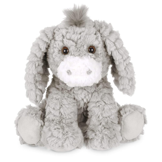 Bearington Donny Plush Donkey Stuffed Animal - 10.5" Soft Gray Donkey Toy with Scruffy Fur and Weighted Body - Adorable Cuddly Farm Animal Plush Gift for Kids, Toddlers, Babies, and Donkey Lovers