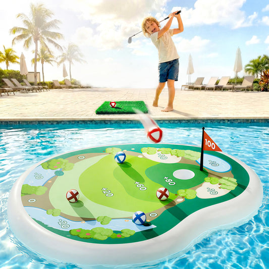 Funscape Kids Inflatable Golf Pool Toys, Fun Swimming Pool Game, Floating Water Chipping Green W/Sticky Balls, Yard Summer Party Birthday Gift 3 4 5 6 7 8 9 12 Years Old Boys Girls Teen Adults Family