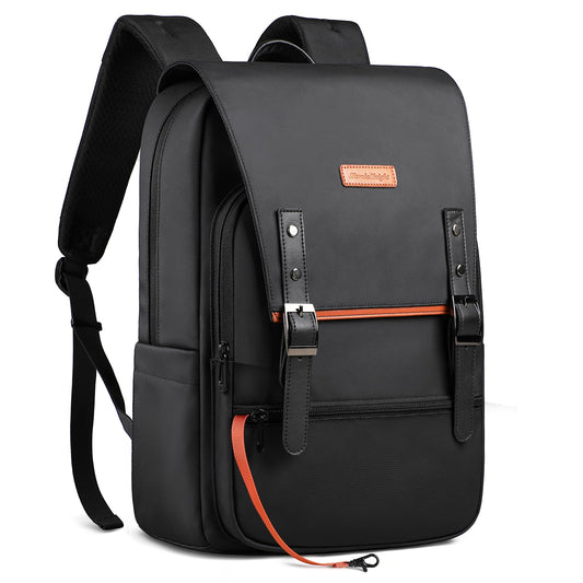 Slim Laptop Backpack for Men & Women, 15.6 Inch Lightweight Computer Backpack with Magnetic Flap, Keychain, Casual Daypack College Bookbag Water-Resistant Travel Work Commuter Backpack, Black