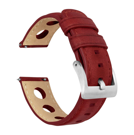 BARTON WATCH BANDS, 22mm Red - Rally Horween Leather Watch Bands - Integrated quick release spring bars- 316L stainless steel- Choose Strap Color & Width