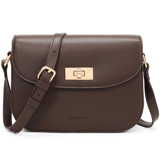 Goinsound Small Shoulder Bag for Women Vegan Leather Crossbody Bag Trendy Clutch Purse With Long Adjustable Strap, Coffee