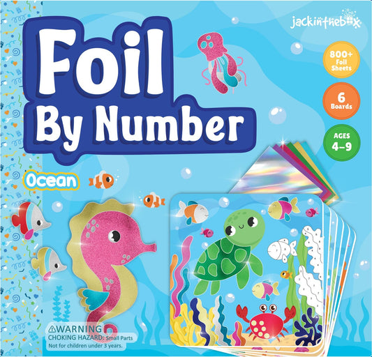 jackinthebox Foil By Number - Ocean, No Mess Art & Craft Kit for Kids, Fun Foil Art, Craft Kits & Supplies, DIY Creative Activity, Travel Toys, Screen-Free Birthday Gifts for Ages 4, 5, 6, 7, 8, 9