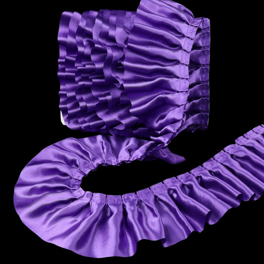 Purple Ruffle Ribbon 3inch Wide Ruffle Trim Lace Craft Supply for Sewing, Decor AIETSYEI