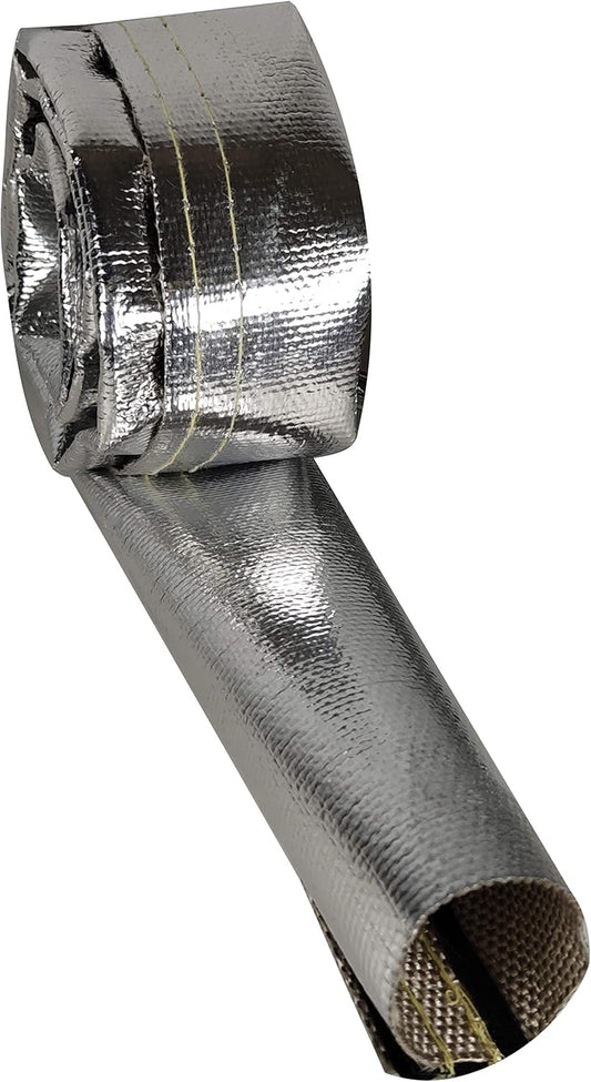 2" 3.2 2 Heat Shroud ID ft Aluminized Sleeving Lightweight Aluminum Fiberglass Insulated Shield Sleeve for OD Braided