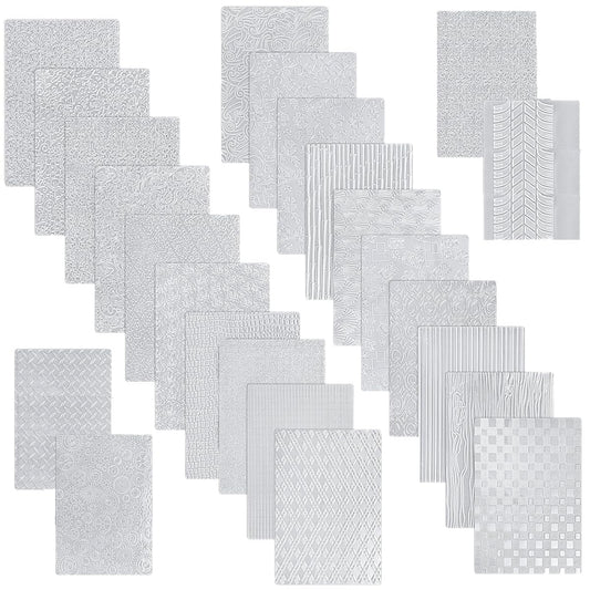 24 Pcs Polymer Clay Texture Sheets Boho Embossing Texture Sheet 17 x 25 Clay Texture Sheets for Pottery Earrings Jewelry Making