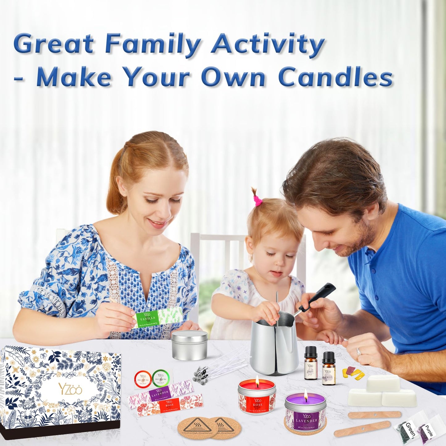 Complete Candle Making Kits for Adults Beginners, DIY Candle Making Supplies Include Soy Wax,Wax Melter,Scents,Dyes,Wicks,Wicks Sticker,Candle Tins & More-Full Candle Maker Set - Arts & Crafts Kits