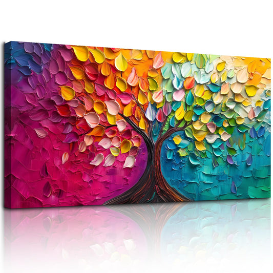 SERIMINO Tree of Life Large Wall Art, Abstract Colorful Tree Canvas Painting, Nature Plant Artwork for Walls, Red Teal Aesthetic Wall Decor Living Room Bedroom, Modern Office Decor Art Prints 20"X40"