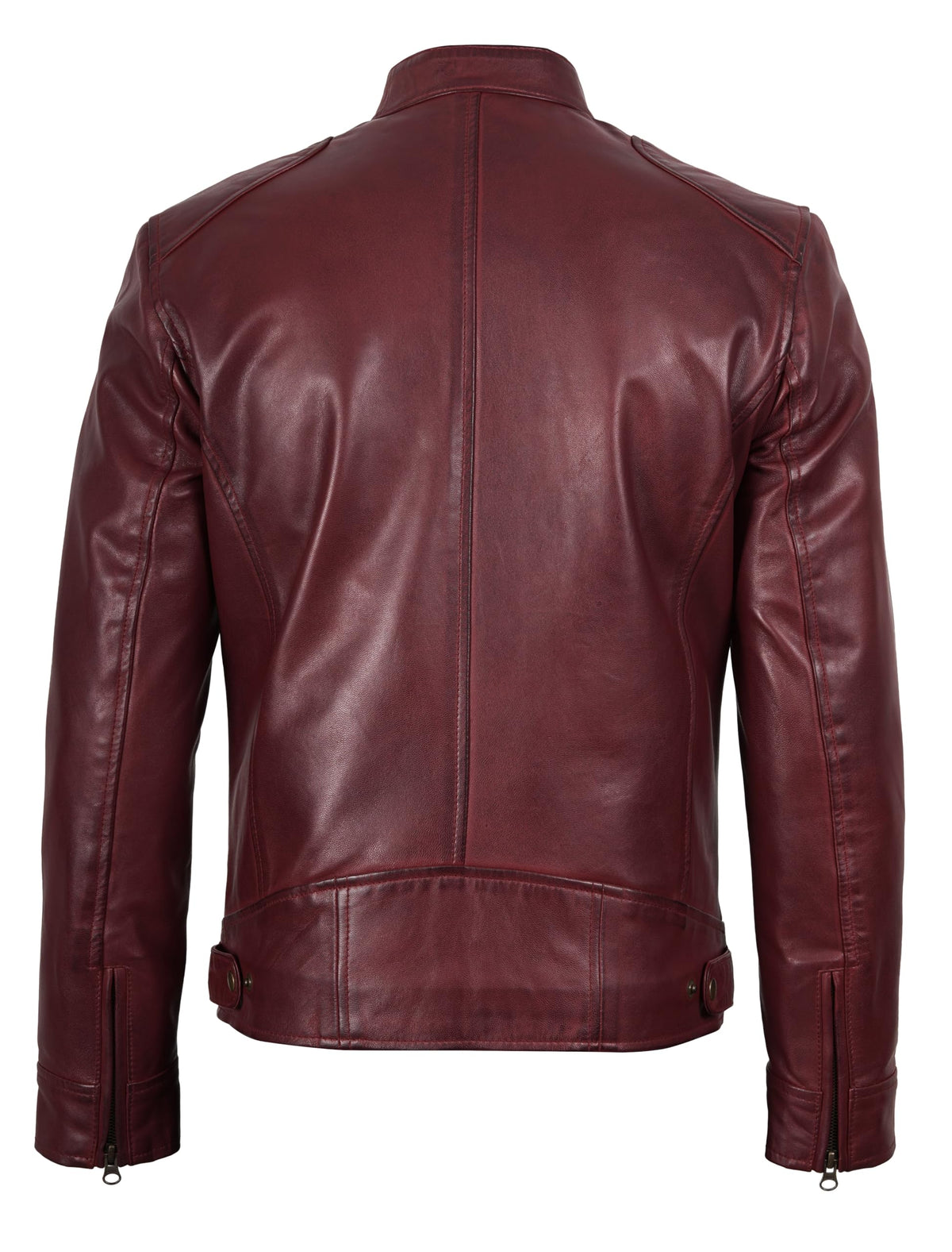 Decrum Mens Leather Jackets - Leather Motorcycle Jacket Men | [1116076] Ddge Burgundy, 2XL