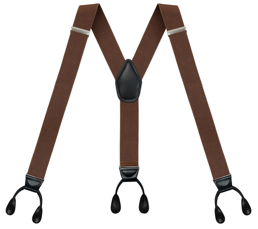 AmazingSky Men's 2" Wide Y-Back Adjustable Elastic Button End Suspenders,Tuxedo Braces for big and tall with 52" Length,Camel