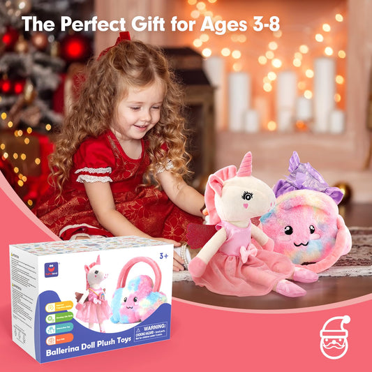 Unicorns Toys for Girls Age 4-6 Ballerina Doll Stuffed Animal Girl Toys Age 4-5 Ballet Dress up Doll with Plush Bag 4 Year Old Girl Birthday Gifts 5 Year Old Girls Dance Recital Gifts, Graduation Gift
