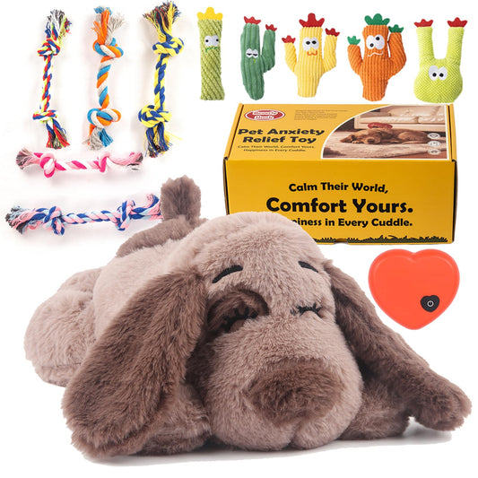 BEVERLYSHARK Heartbeat Puppy Toy Dog Anxiety Relief Calming Aid Heartbeat Stuffed Animal Behavioral Training and Sleep Aid Comfort Dog Toy Crate Training Heartbeat Dog Toy for Small Medium Large Dogs